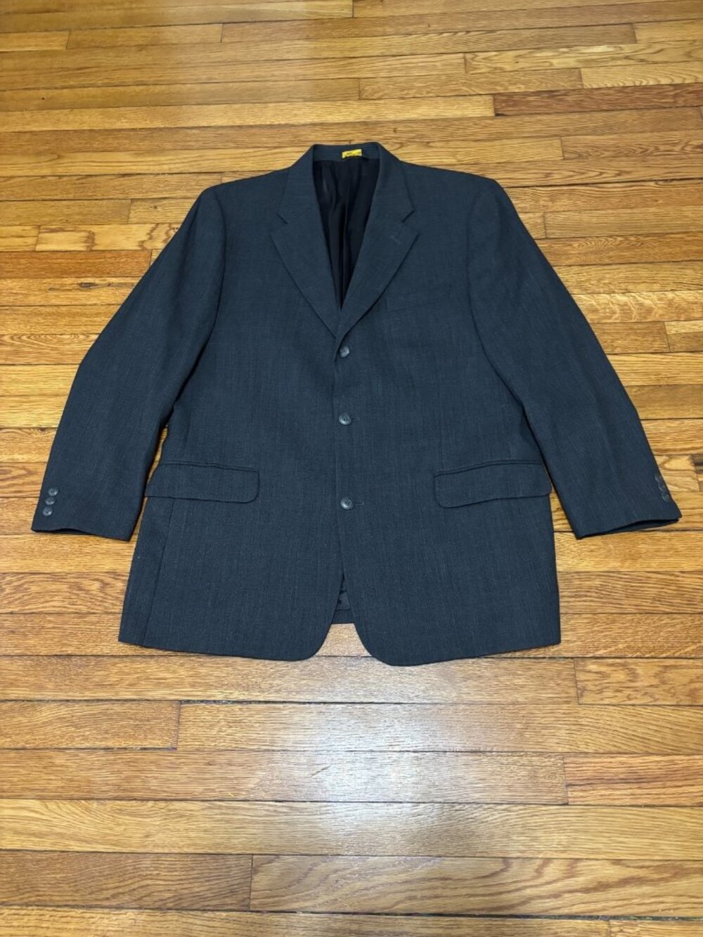Bachrach Mens Blazer Jacket Size 46R Gray Pinstriped Wool 3 Button Sport Coat